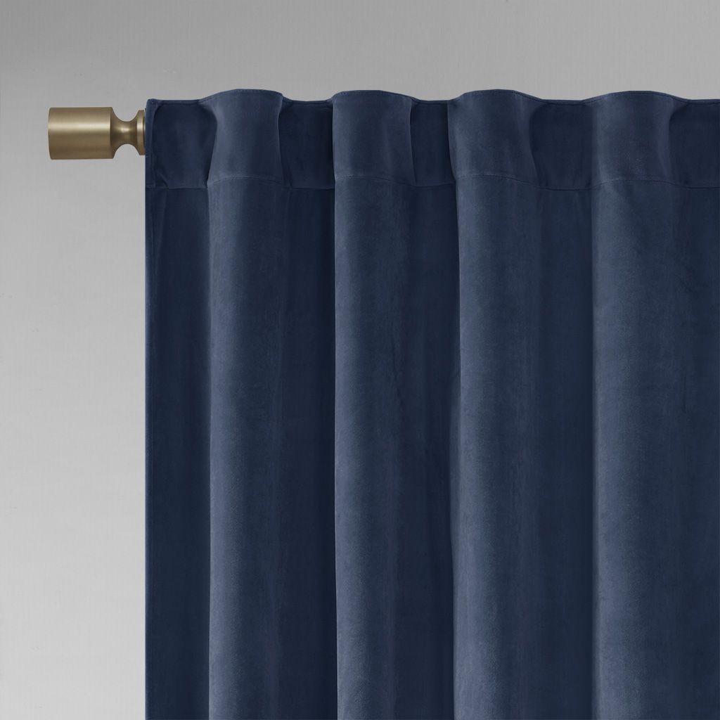Room Darkening Poly Velvet Rod Pocket/Back Tab Curtain Panel Pair(2 Pcs Window Panels)
