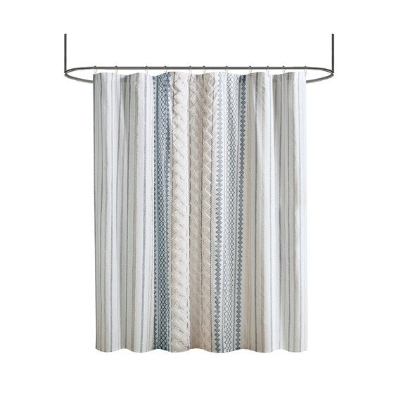 Cotton Printed Shower Curtain with Chenille