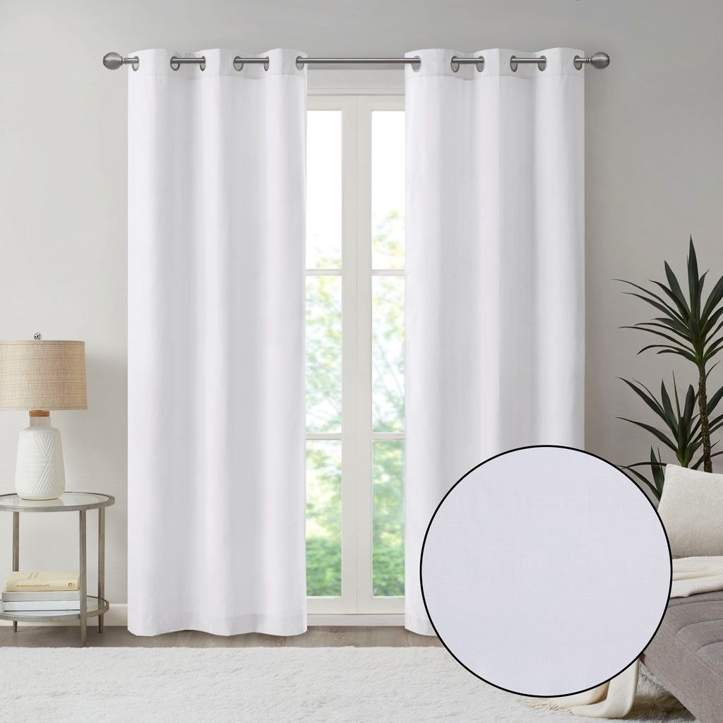 Basketweave Room Darkening Curtain Panel Pair(2 Pcs Window Panels)