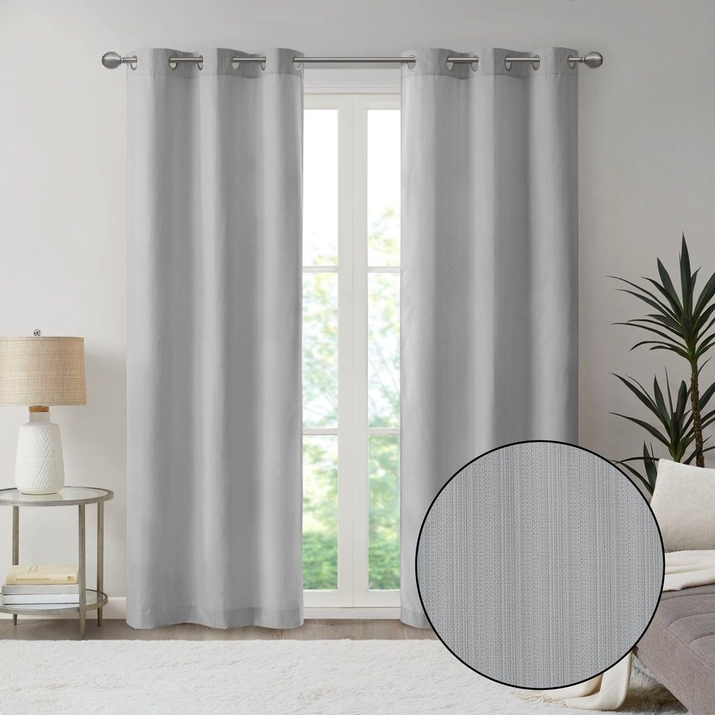Basketweave Room Darkening Curtain Panel Pair(2 Pcs Window Panels)