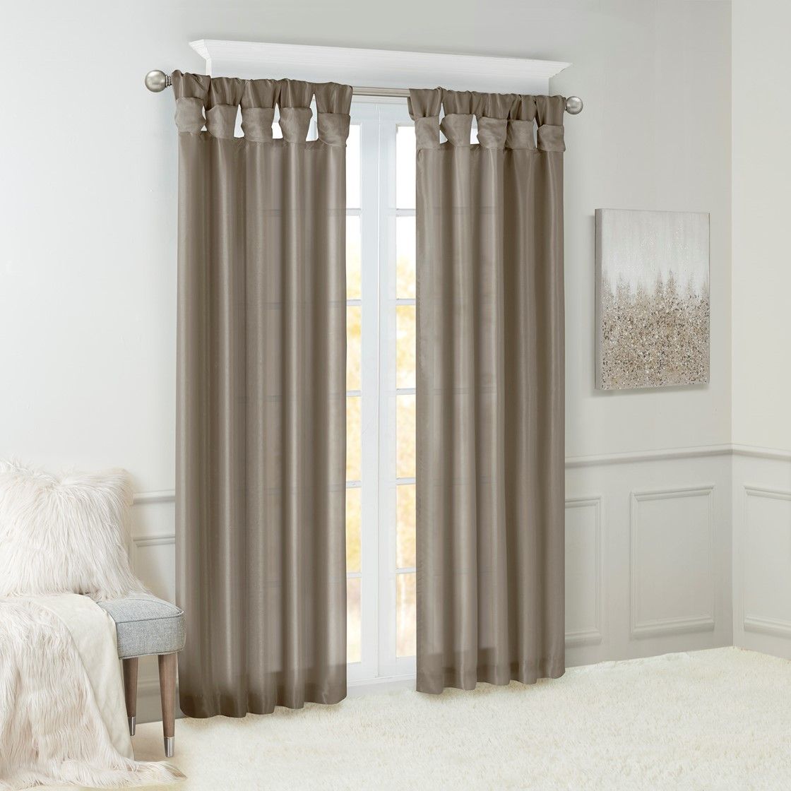 Twist Tab Lined Window Curtain Panel(Only 1 Pc Panel)