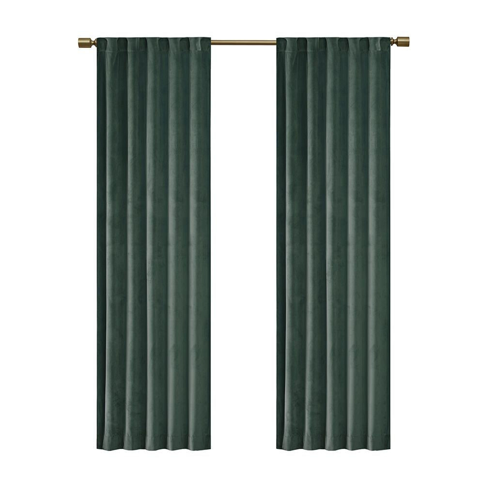 Room Darkening Poly Velvet Rod Pocket/Back Tab Curtain Panel Pair(2 Pcs Window Panels)