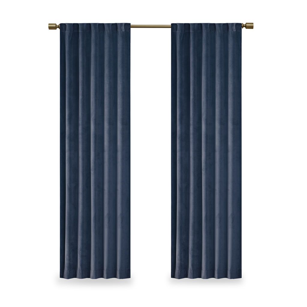 Room Darkening Poly Velvet Rod Pocket/Back Tab Curtain Panel Pair(2 Pcs Window Panels)