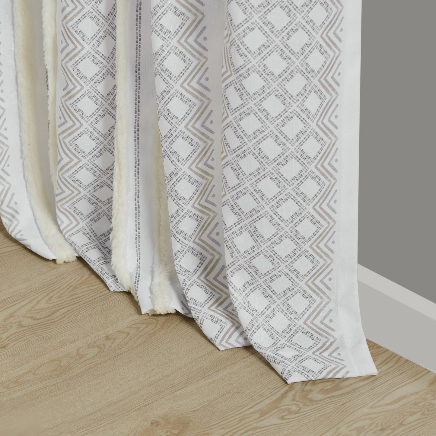 2pk Poly Printed Curtain Panel with Tufted Stripe
