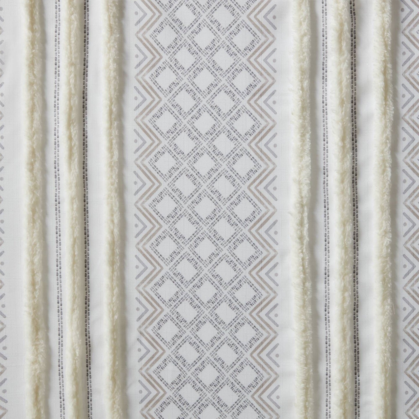 2pk Poly Printed Curtain Panel with Tufted Stripe