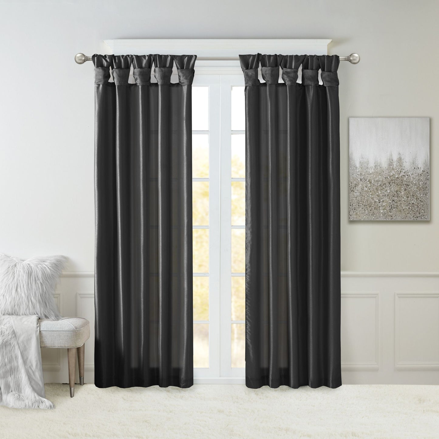 Twist Tab Lined Window Curtain Panel(Only 1 Pc Panel)
