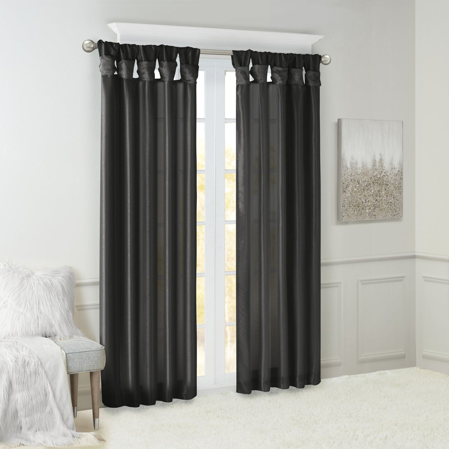 Twist Tab Lined Window Curtain Panel(Only 1 Pc Panel)