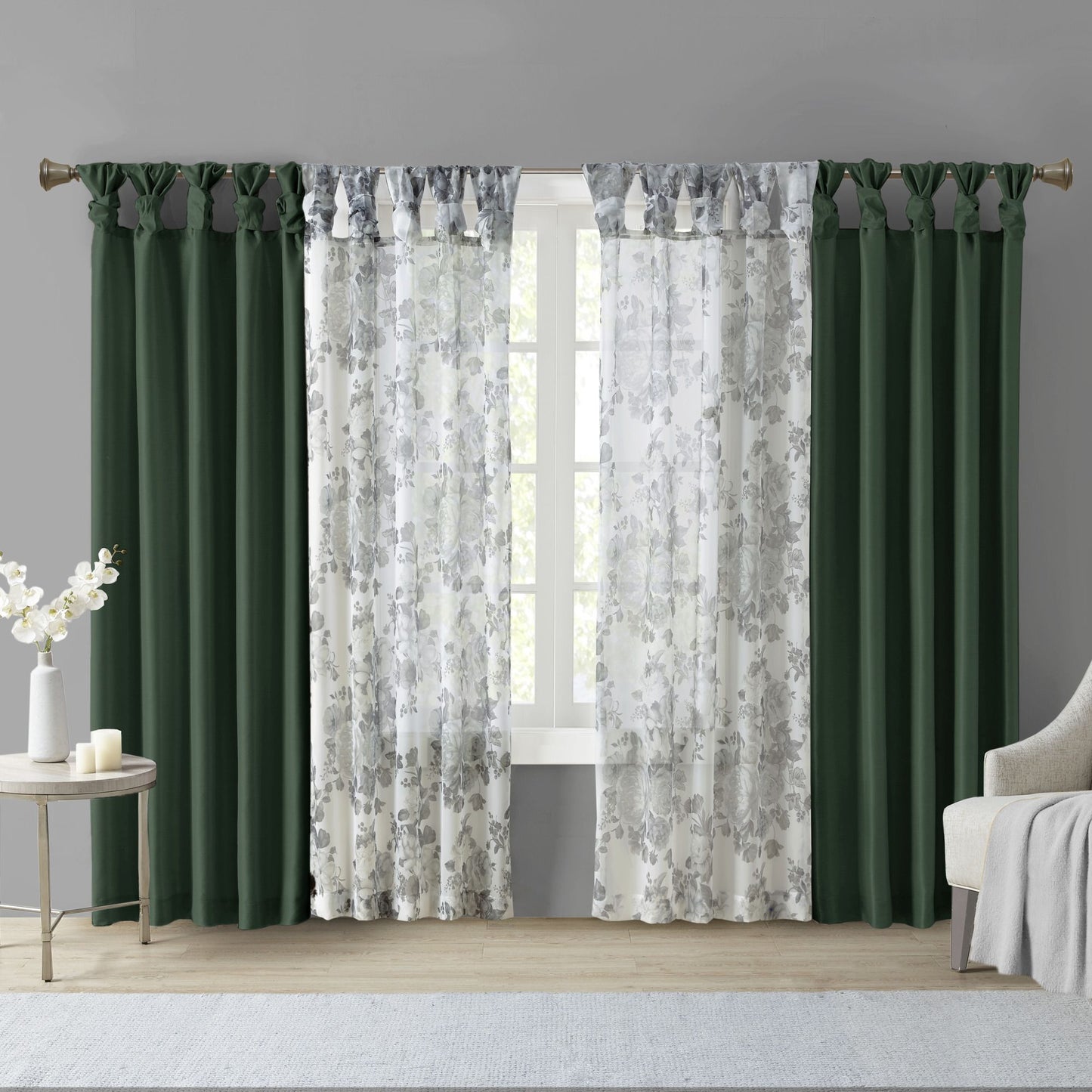 Twist Tab Lined Window Curtain Panel(Only 1 Pc Panel)